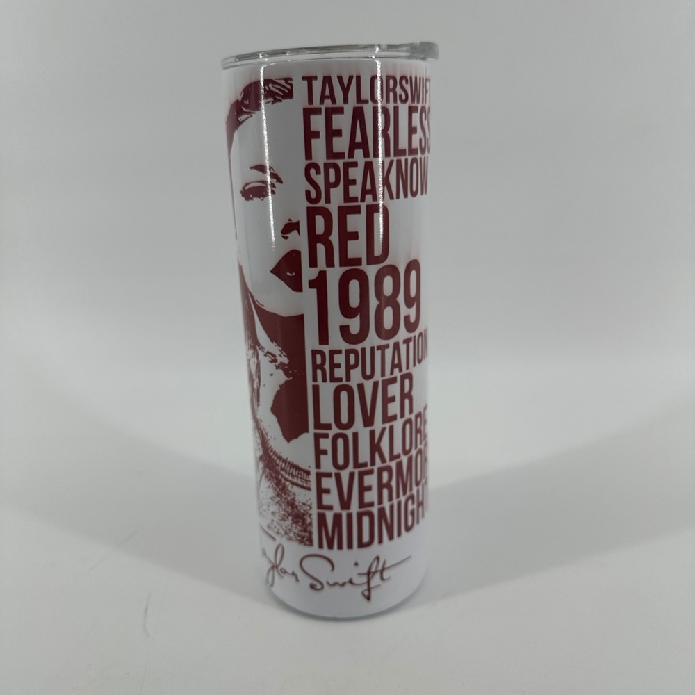 Taylor Swift Eras Tour Maroon Stainless Steel 20oz Skinny Tumbler Like New Cup